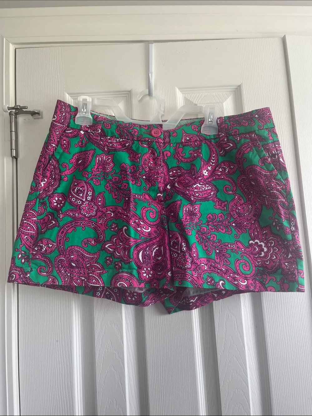 crown & ivy Green and Pink Paisley Bermuda Shorts